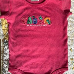 Pink Baby Onesie with Embroidered Fruits